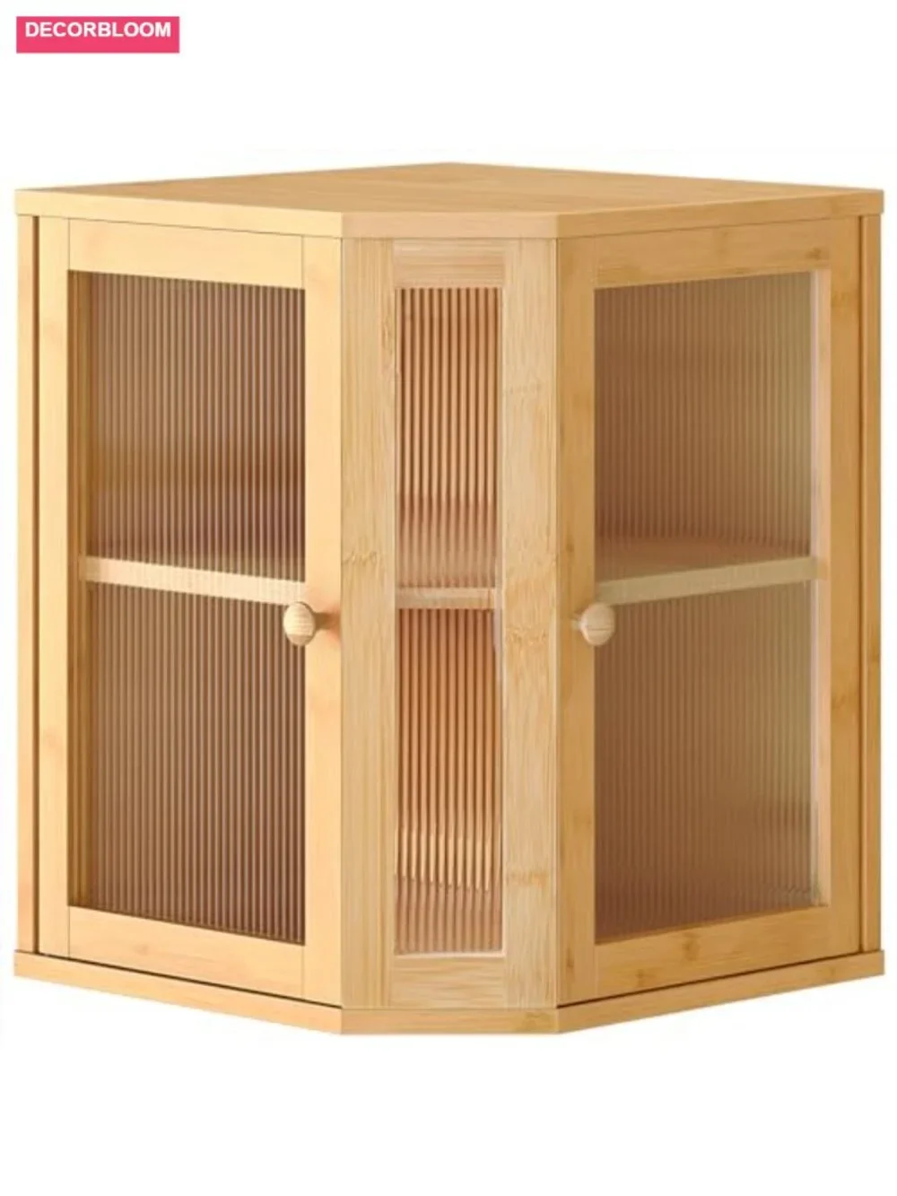 Bamboo 2-Tier Corner Bread Box with Acrylic Doors for Kitchen Countertop